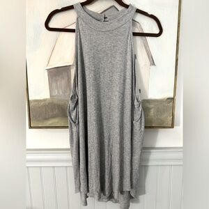 ANTHROPOLOGIE Lazy Sundays Grey Ribbed Halter Tank Size Small
